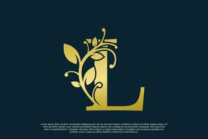 golden elegant logo design with letter l initial concept vector