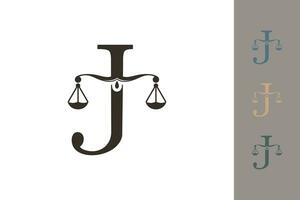 justicia ley logo con letra j logo diseño concepto vector