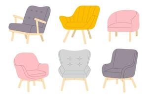 illustration set of cute doodle armchair vector