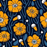 seamless background pattern with floral field vector