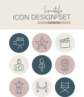 estilo de línea icono diseño conjunto celebridad vector