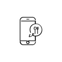comida entrega aplicación línea estilo icono diseño vector