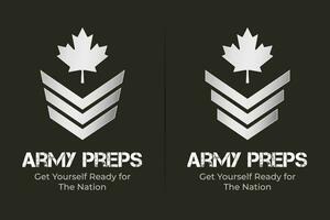 Maple leaf with army badge military testing center vector logo design
