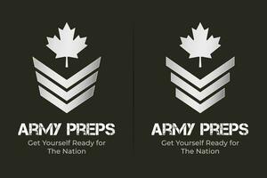 Maple leaf with army badge military testing center vector logo design