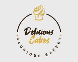 Delicious cakes and bakery vector logo design