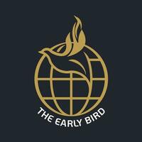 Bird escaping the earth's cage vector logo design