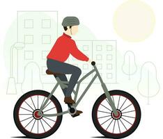 hombre ciclismo plano vector ilustración