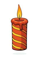 Cartoon illustration of birthday candle. Hand Drawn vector illustration with outline. Isolated on white background