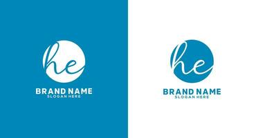 he Letter Handwriting Signature Logo he Logo he icon vector