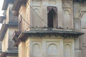 Beautiful view of Orchha Palace Fort, Raja Mahal and chaturbhuj temple from jahangir mahal, Orchha, Madhya Pradesh, Jahangir Mahal - Orchha Fort in Orchha, Madhya Pradesh, Indian archaeological sites photo