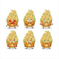 Ice cream melon cup cartoon character with nope expression vector