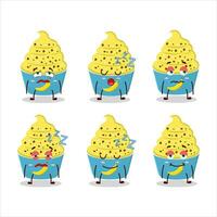 Cartoon character of ice cream banana cup with sleepy expression vector