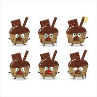 Cartoon character of ice cream chocolate with what expression vector