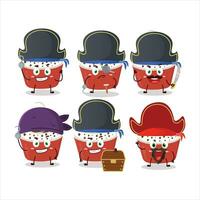 Cartoon character of ice cream vanilla cup with various pirates emoticons vector