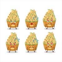 Cartoon character of ice cream melon cup with sleepy expression vector