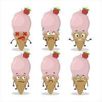 Ice cream strawberry cartoon character with nope expression vector