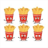 Cartoon character of cup of french fries with what expression vector