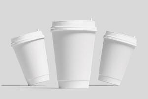 Realistic Paper Coffee Cup Illustration for Mockup. 3D Render. photo