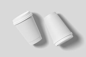 Realistic Paper Coffee Cup Illustration for Mockup. 3D Render. photo