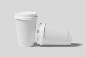 Realistic Paper Coffee Cup Illustration for Mockup. 3D Render. photo