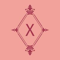 letter X classic beauty vintage initial vector logo frame