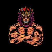 Strong and fierce lion bodybuilder vector