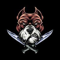 head of a ferocious Bulldog wearing accessories vector