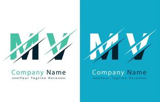 MV Letter Logo Vector Design Concept Elements