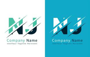 Nueva Jersey letra logo vector diseño concepto elementos