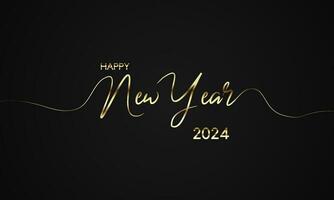 Happy New Year 2024 with gold handwritten script on isolated background vector