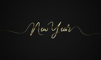 Happy New Year with gold handwritten script on isolated background vector