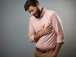 mexicano hombre con dolor en neutral antecedentes ai generativo foto