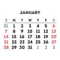 enero 2024 mes calendario. vector ilustración.
