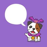 Cartoon bulldog with halloween costume and speech bubble vector