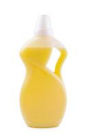 Yellow Plastic detergent bottle isolated on white background photo