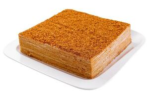 Sweet home layered honey cake on plate photo