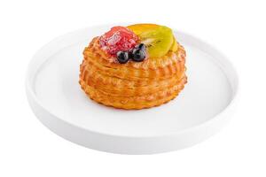 Fresh delicious puff pastry with sweet berries photo