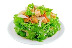 Plate of tasty vegan Caesar salad photo