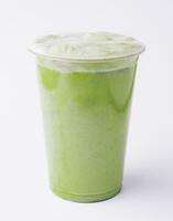 matcha coffee in a plastic cup photo