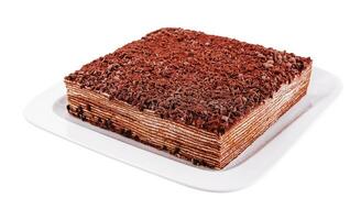 multilayer chocolate cake with sour cream photo