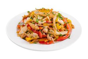 Salad with chicken breast and raw vegetables photo