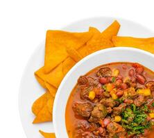 Mexican dish chili con carne in plate photo