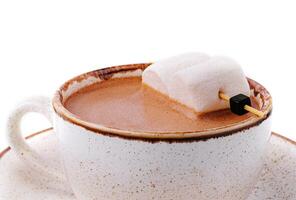 Cup of hot cocoa with marchmallows photo