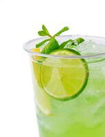 Citrus cocktail mojito with lime and mint photo