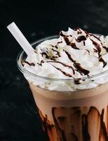 Cold Frappe Coffee with whipped cream photo