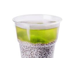 Chia pudding with fresh kiwi isolated photo