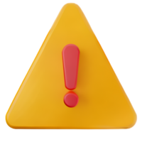3D exclamation mark in triangle icon realistic yellow triangle warning sign front view,  PNG format, transparent background, ai generated