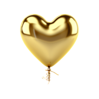 Heart Balloon. Gold helium balloon. Glossy, shiny with reflection foil balloon. Gold color. Good for anniversary wedding, celebration birthday. Happy St. Valentine's day. Love symbol. AI generated png