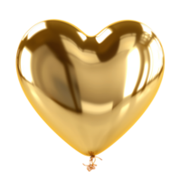 Heart Balloon. Gold helium balloon. Glossy, shiny with reflection foil balloon. Gold color. Good for anniversary wedding, celebration birthday. Happy St. Valentine's day. Love symbol. AI generated png