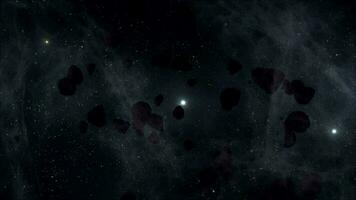 asteroide nel spazio è movimento metraggio per sci fi film e cinematico nel spazio scena. anche bene sfondo per scena e titoli, loghi. video